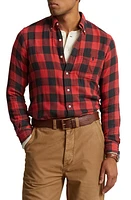 Polo Ralph Lauren Classic Fit Checked Double Face Button-Down Shirt in Red/Black at Nordstrom, Size Small