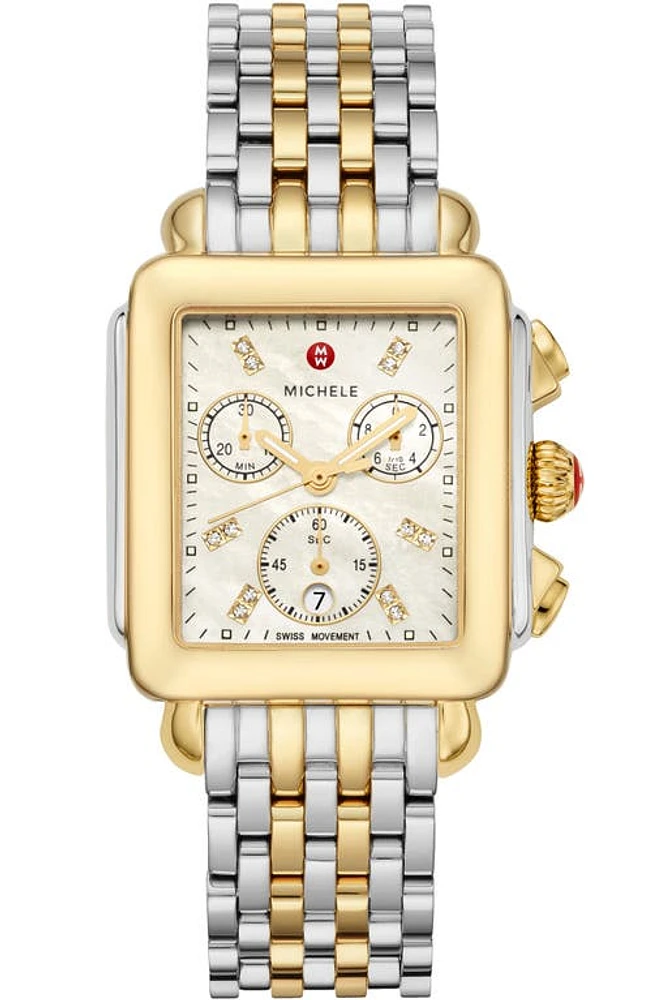 MICHELE Deco Diamond Chronograph Bracelet Watch