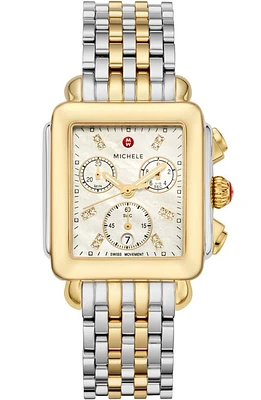 MICHELE Deco Diamond Chronograph Bracelet Watch