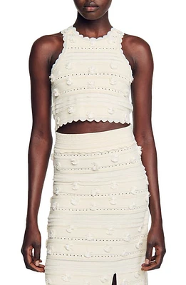 sandro Iman Knit Crop Top Ecru at Nordstrom,