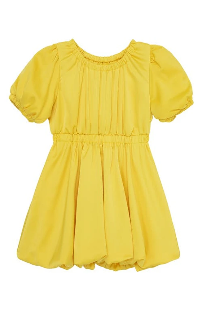 Habitual Kids Kids' Puff Sleeve Crushed Satin Dress Yellow at Nordstrom,