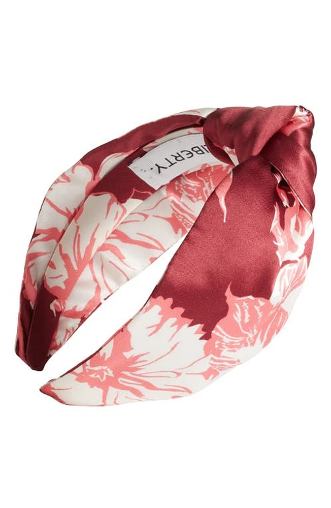 Liberty London Carline Rose Print Silk Headband in Burgundy at Nordstrom