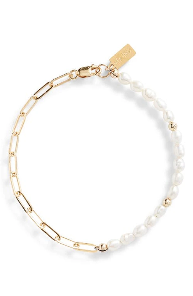 Set & Stones Simone Freshwater Pearl & Paper Clip Chain Bracelet in Gold at Nordstrom