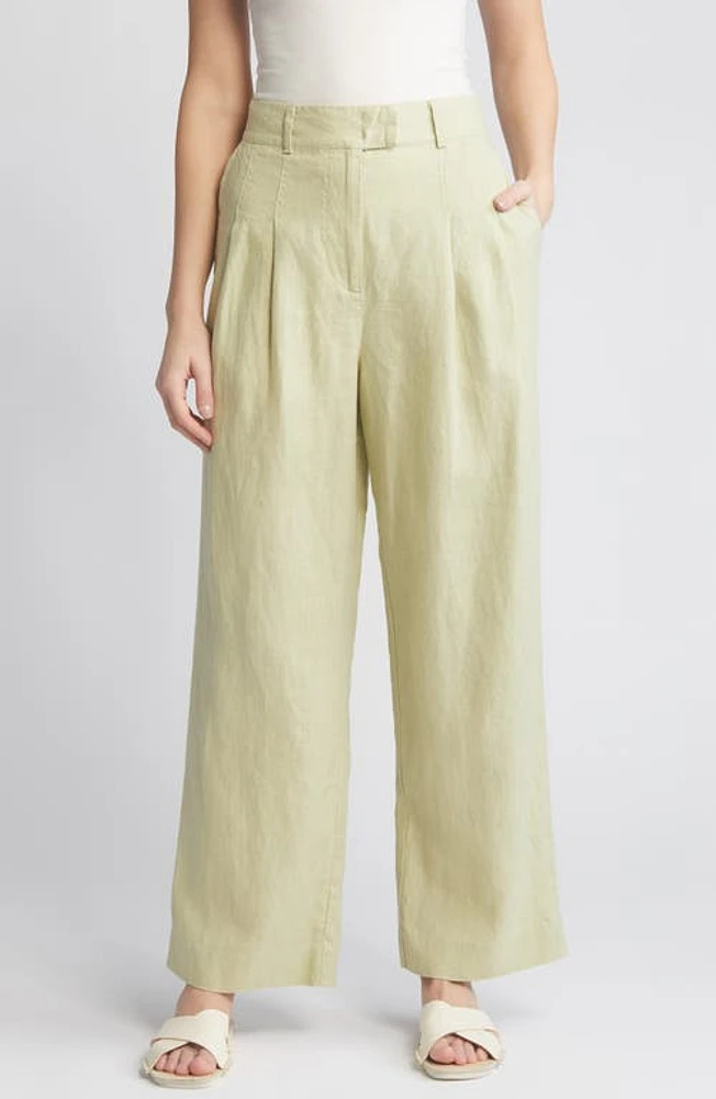 Masai Copenhagen Perli Wide Leg Linen Pants Bog at Nordstrom,