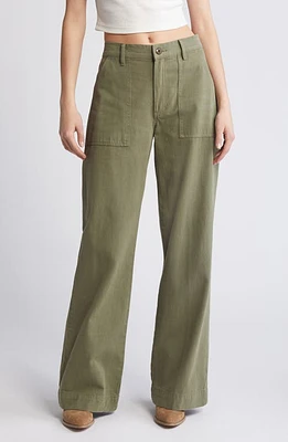 Re/Done Baker Cotton Wide Leg Pants Bayleaf at Nordstrom,