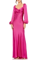 Mac Duggal Sweetheart Neck Long Sleeve Satin Gown at Nordstrom,