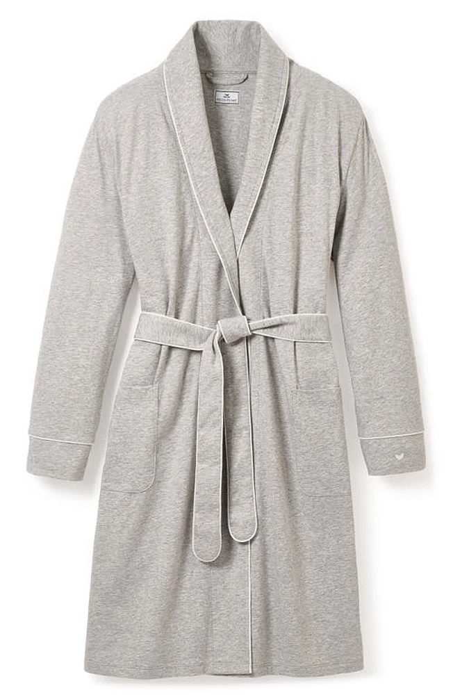 Petite Plume Luxe Pima Cotton Maternity Robe Heather Grey at Nordstrom,