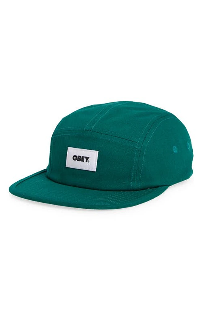 Obey Bold Label Five-Panel Organic Cotton Hat in Aventurine Green at Nordstrom