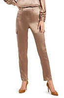 NIC+ZOE Elevated Satin Tapered Leg Cargo Pants Stucco at Nordstrom,