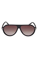 TOM FORD Marcus 60mm Gradient Pilot Sunglasses in Shiny Black /Gradient Smoke at Nordstrom