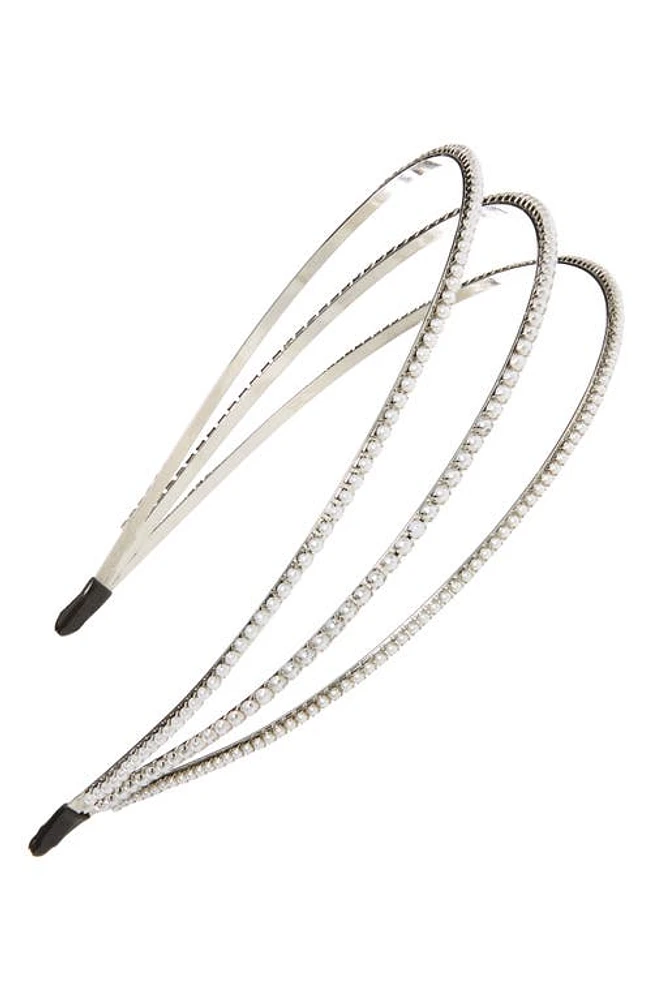 Petit Moments Arabella Imitation Pearl Headband in Silver at Nordstrom