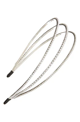 Petit Moments Arabella Imitation Pearl Headband in Silver at Nordstrom