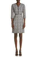 St. John Collection Jared Bouclé Tweed Sheath Dress Ecru/Black at Nordstrom,