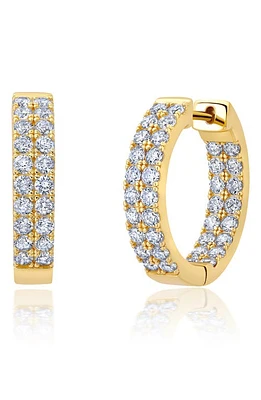 Crislu Double Row Cubic Zirconia Inside Out Huggie Hoop Earrings in Gold at Nordstrom