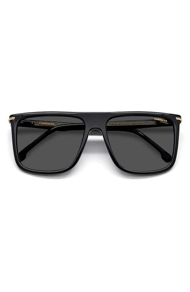 Carrera Eyewear Gradient Oversize Rectangular Sunglasses in Black Gold /Grey at Nordstrom