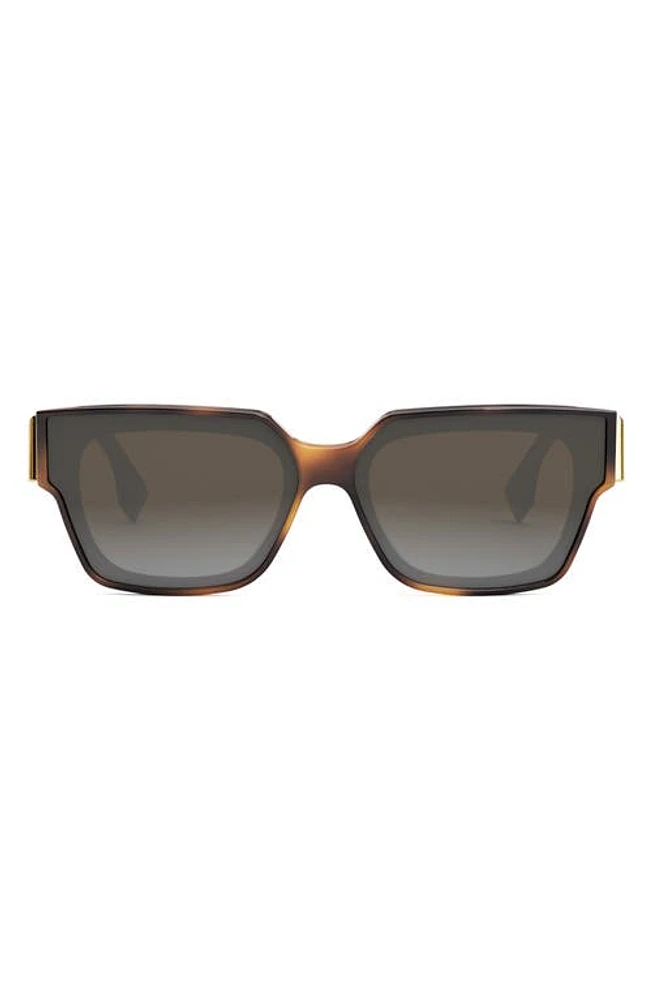 'Fendi First 63mm Rectangular Sunglasses in Blonde Havana /Gradient Smoke at Nordstrom