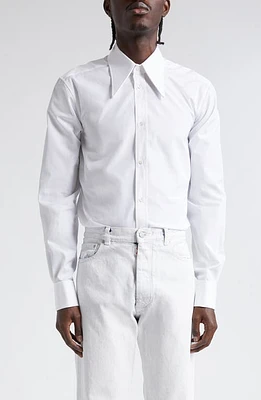 Maison Margiela MM1 Cotton Button-Up Shirt 100 White at Nordstrom,