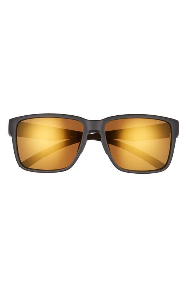 Smith Emerge 60mm Polarized Rectangle Sunglasses in Matte Black/Bronze Mirror at Nordstrom