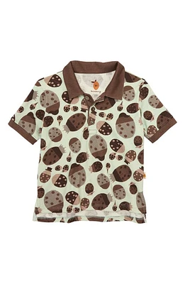 Naseberry Ladybug Print Organic Cotton Polo Brown/Beige/Green at Nordstrom,