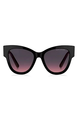 Marc Jacobs 53mm Cat Eye Sunglasses in Black/Grey Shaded Pink at Nordstrom