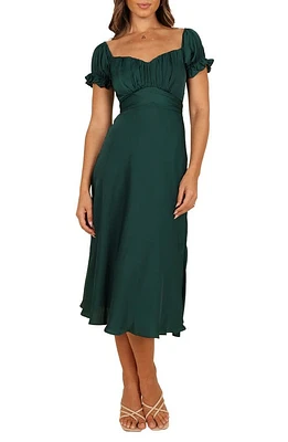 Petal & Pup Mickenna Frill Tie Back Midi Dress Emerald at Nordstrom,