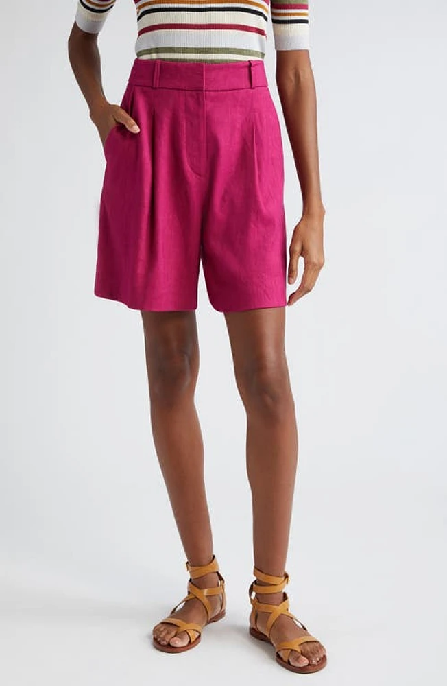 Veronica Beard Noemi Linen Blend Shorts Wildberry at Nordstrom,