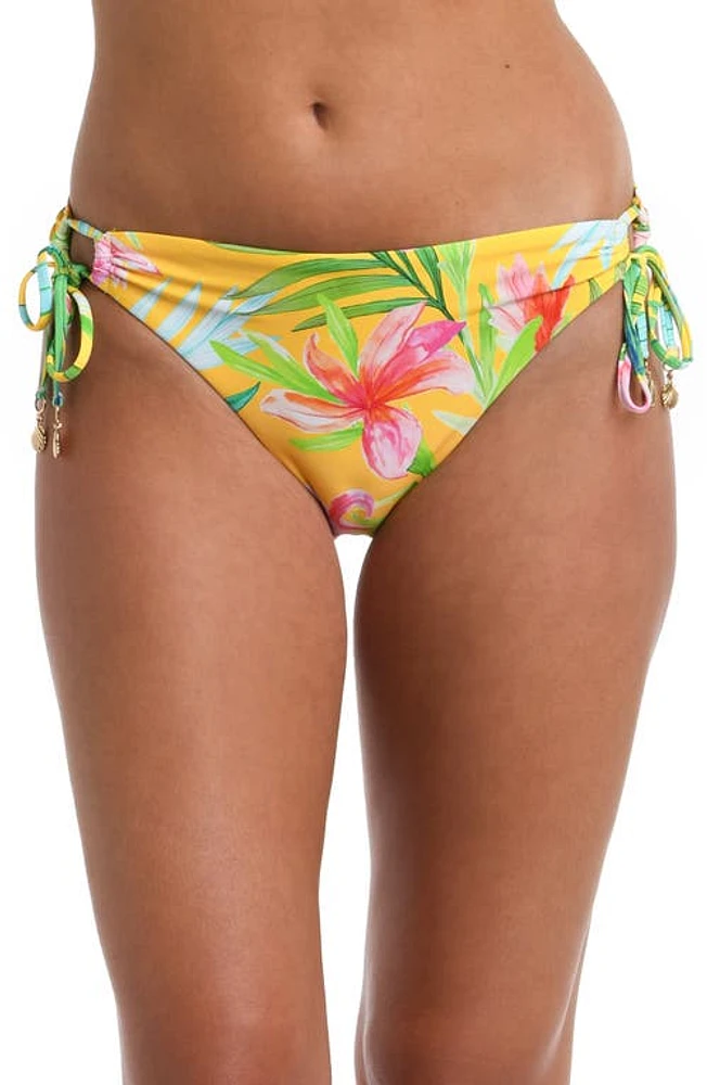 La Blanca Calypso Ajustable Loop Bikini Bottoms Yellow Multi at Nordstrom,