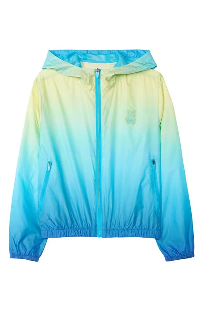 Psycho Bunny Kids' Ombré Water Repellent Zip-Up Hooded Jacket Atomic Blue at