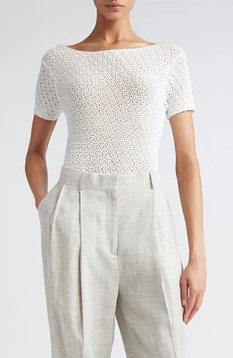 TOTEME Crochet Knit Top Off White at Nordstrom,