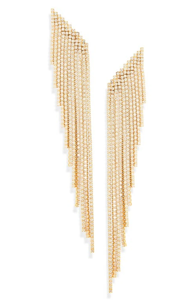 Nordstrom Cubic Zirconia Fringe Shoulder Duster Drop Earrings in Clear- Gold at Nordstrom