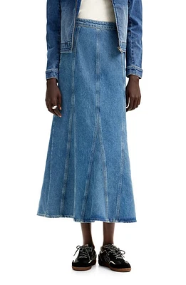 Desigual Fal Gaga Paneled Flared Denim Midi Skirt in Blue at Nordstrom, Size Medium