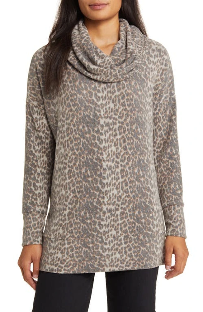 Loveappella Cowl Neck Tunic /Charcoal at Nordstrom