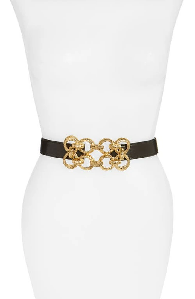 Raina Leather Stretch Belt in Black at Nordstrom