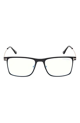 TOM FORD 55mm Square Blue Light Blocking Glasses in Matte Black at Nordstrom