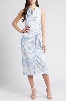 WAYF The Lena Abstract Print Satin Cocktail Dress Cornflower Toile at Nordstrom,