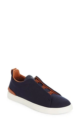 ZEGNA Triple Stitch Slip-On Sneaker Navy at Nordstrom,