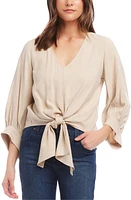 Karen Kane Tie Front Blouson Sleeve Top at Nordstrom,