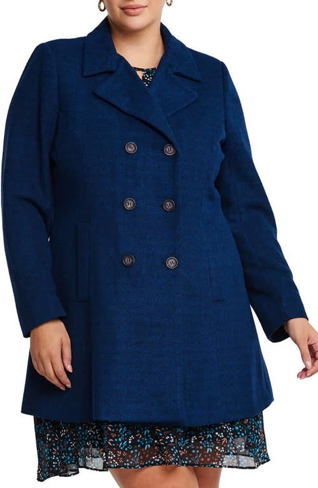 Estelle Homeland Herringbone Double Breasted Coat Navy at Nordstrom,