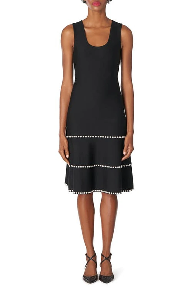 Carolina Herrera Imitation Pearl Embellished Sleeveless Wool Dress in Black at Nordstrom, Size X-Small