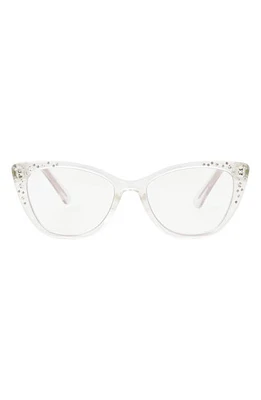 Betsey Johnson Cat Eye Blue Light Blocking Reading Glasses in Crystal/black at Nordstrom