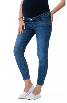 Accouchée Foldover Waistband Maternity Jeans in Denim Blue at Nordstrom