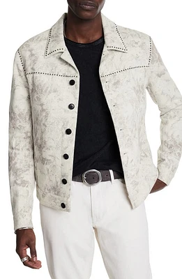 John Varvatos Studded Denim Trucker Jacket China White at Nordstrom,