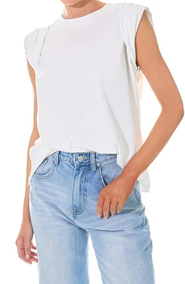 Grey Lab Folded Cuff Muscle Tee White at Nordstrom,