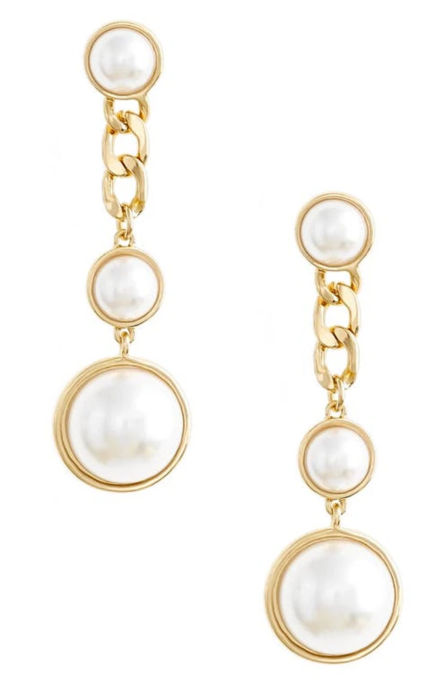 Ettika Imitation Pearl Drop Earrings in Gold at Nordstrom