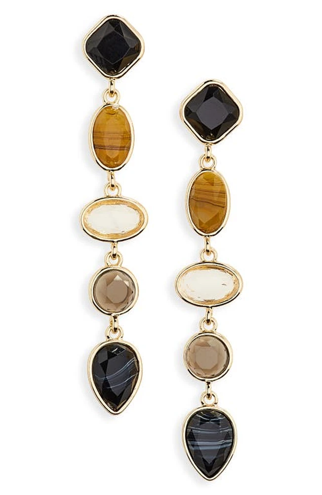 Nordstrom Mixed Stone Linear Drop Earrings in Neutral Multi- Gold at Nordstrom