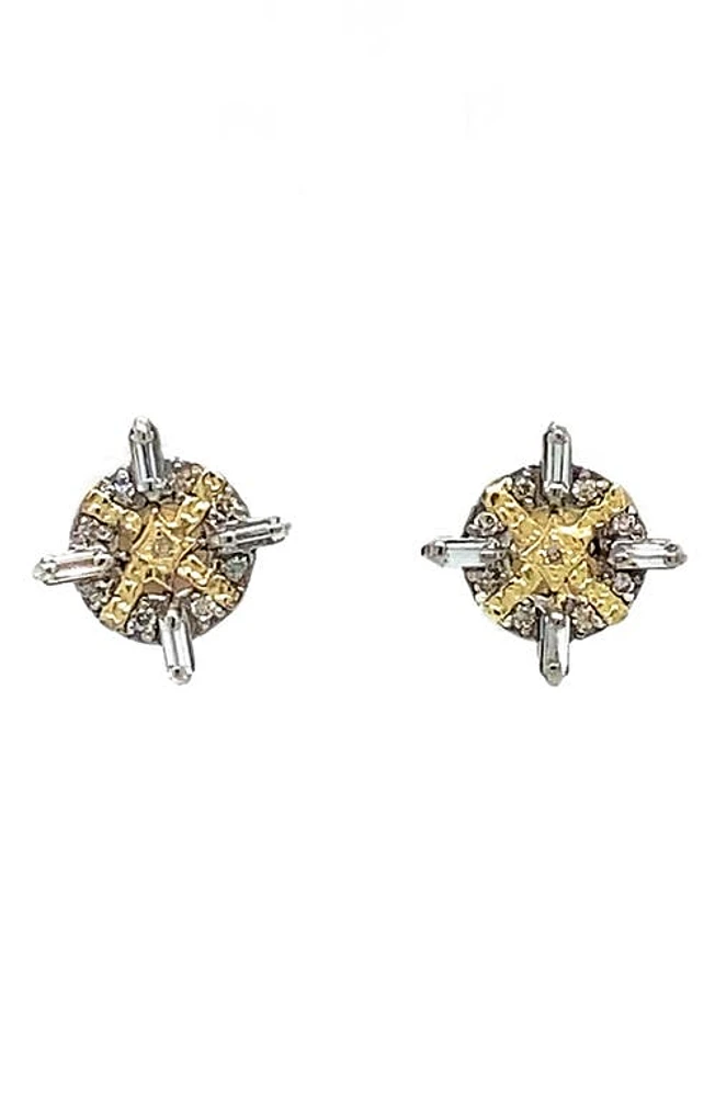 Armenta White Sapphire & Champagne Diamond Stud Earrings in Silver at Nordstrom