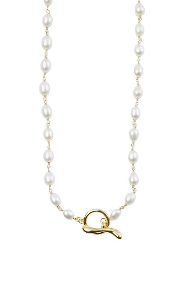 Argento Vivo Sterling Silver Freshwater Pearl Necklace in Gold at Nordstrom