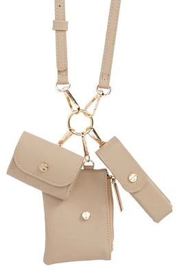 Mali + Lili Devon Water Resistant Card Holder Lanyard in Taupe at Nordstrom