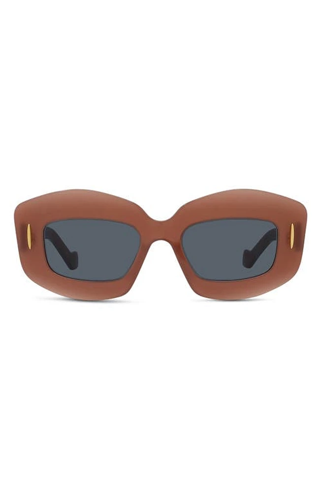 Loewe Silver Screen 49mm Rectangular Sunglasses in Rust at Nordstrom