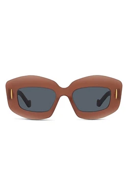 Loewe Silver Screen 49mm Rectangular Sunglasses in Rust at Nordstrom